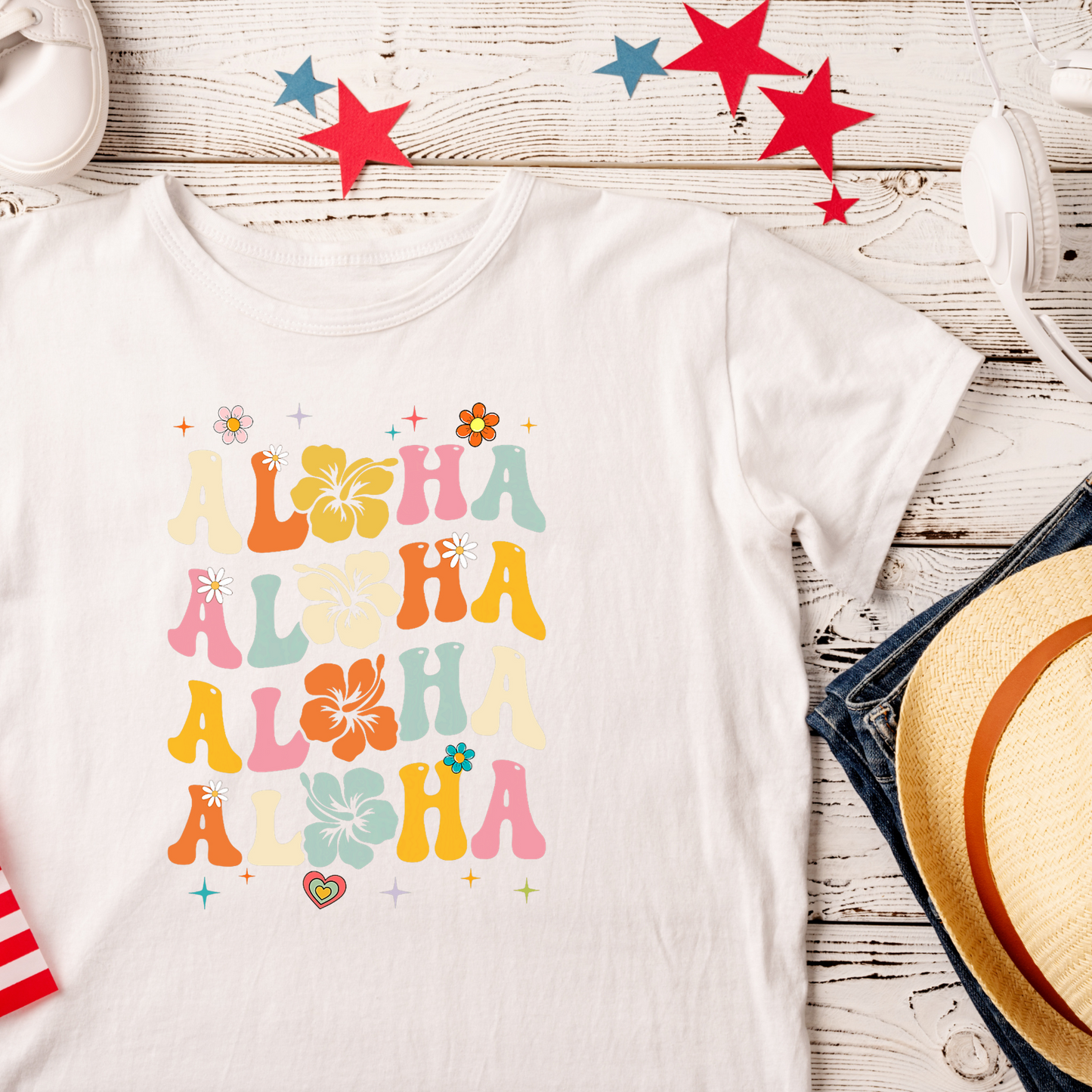 Aloha Summer T shirts Beachwear Adults and Kids Sizes